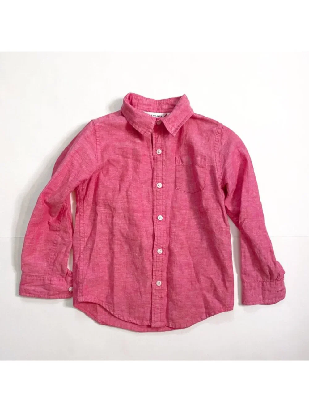 Janie and Jack Boys Red Linen Button Front Shirt, Size 4